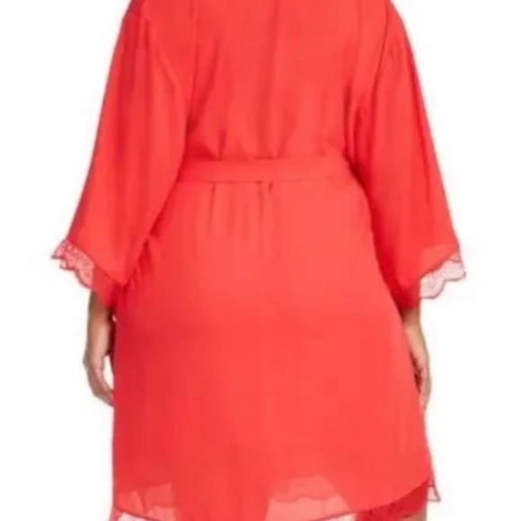 I.N.C. INTERNATIONAL CONCEPTS Plus Size Lace-Trim Chiffon Wrap Robe - Picture 2 of 5